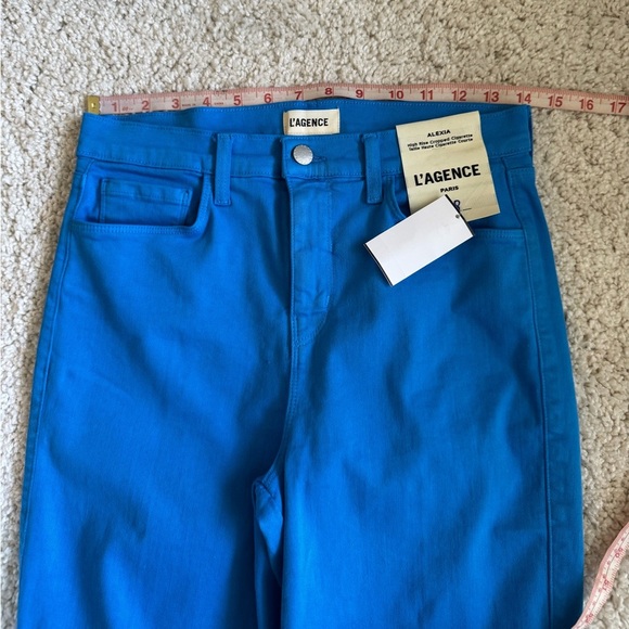 L'AGENCE Alexia High Rise Cropped Cigarette Bright Blue Jeans NWT Size 28 New - Picture 8 of 11
